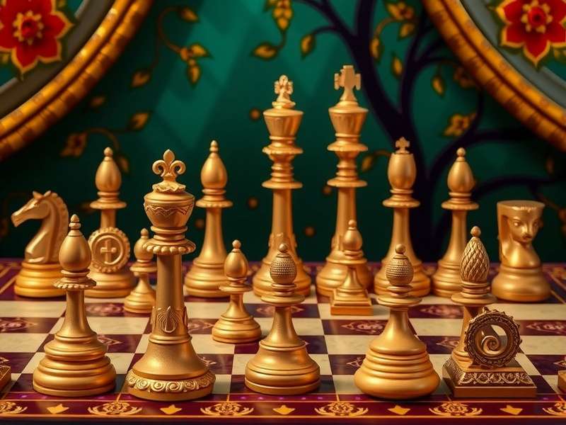 Special Indian-Themed Chess Pieces Unique Glorious Chess Pieces with Indian Designs